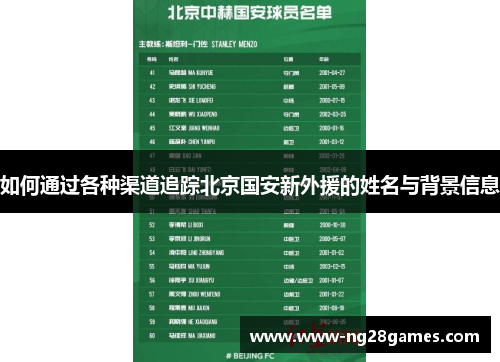 如何通过各种渠道追踪北京国安新外援的姓名与背景信息